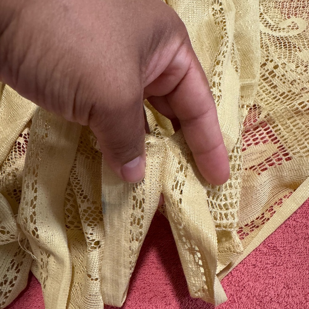 Light Yellow Lace Fringe Long-Sleeve Kimono Dress - Picture 10 of 12